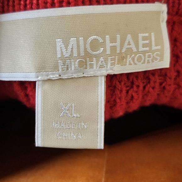 Michael Kors Women's Red Cowl Neck Chunky Knit Sweater Size XL. - Picture 8 of 9